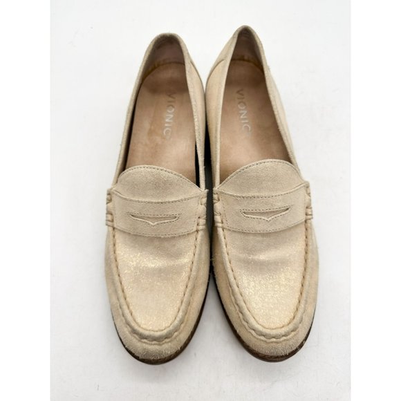 Vionic Waverly Loafers Gold Nubuck Suede Business Casual Metallic Slip On 8.5 - Picture 5 of 11